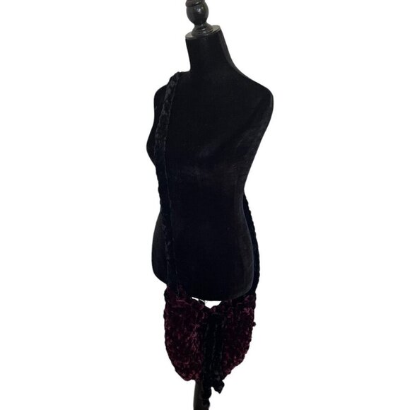 Chunky Knit Hobo Bag Purse Boho Hippie Goth Whimsigoth Handmade Purple Black - Picture 3 of 12